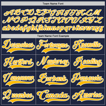 Load image into Gallery viewer, Custom Navy Gold-White Hockey Lace Neck Jersey
