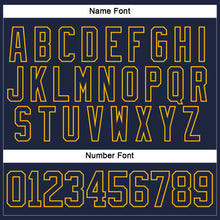 Load image into Gallery viewer, Custom Navy Gold Hockey Lace Neck Jersey
