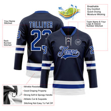 Load image into Gallery viewer, Custom Navy Royal-White Hockey Lace Neck Jersey
