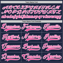 Load image into Gallery viewer, Custom Navy Pink-White Hockey Lace Neck Jersey
