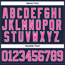 Load image into Gallery viewer, Custom Navy Pink-White Hockey Lace Neck Jersey

