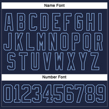 Load image into Gallery viewer, Custom Navy Light Blue Hockey Lace Neck Jersey
