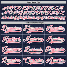 Load image into Gallery viewer, Custom Navy Medium Pink-White Hockey Lace Neck Jersey
