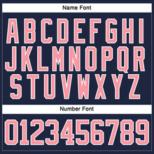 Load image into Gallery viewer, Custom Navy Medium Pink-White Hockey Lace Neck Jersey
