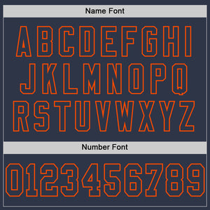 Custom Navy Orange Mesh Authentic Throwback Football Jersey