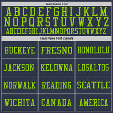 Load image into Gallery viewer, Custom Navy Neon Green Mesh Authentic Throwback Football Jersey
