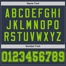 Load image into Gallery viewer, Custom Navy Neon Green Mesh Authentic Throwback Football Jersey
