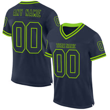 Load image into Gallery viewer, Custom Navy Neon Green Mesh Authentic Throwback Football Jersey
