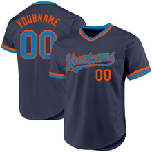 Load image into Gallery viewer, Custom Navy Blue-Orange Authentic Throwback Baseball Jersey
