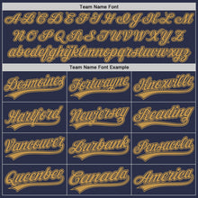 Load image into Gallery viewer, Custom Navy Old Gold Authentic Throwback Baseball Jersey
