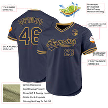 Load image into Gallery viewer, Custom Navy Old Gold Authentic Throwback Baseball Jersey
