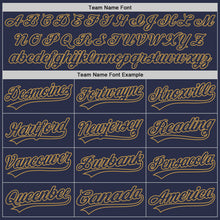 Load image into Gallery viewer, Custom Navy Old Gold Authentic Throwback Baseball Jersey
