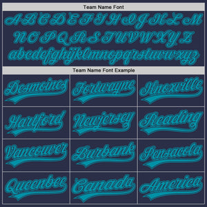 Custom Navy Teal Authentic Throwback Baseball Jersey