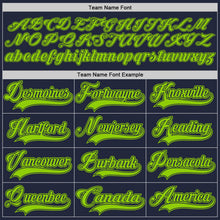 Load image into Gallery viewer, Custom Navy Neon Green Hockey Jersey
