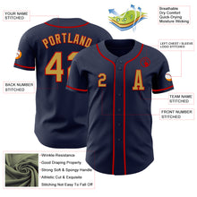Load image into Gallery viewer, Custom Navy Old Gold-Red Authentic Baseball Jersey
