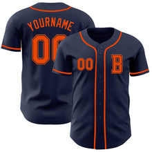 Load image into Gallery viewer, Custom Navy Orange Authentic Baseball Jersey
