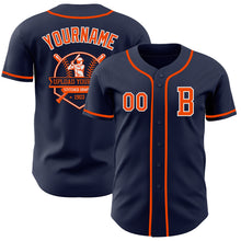 Load image into Gallery viewer, Custom Navy Orange-White Authentic Baseball Jersey
