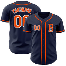 Load image into Gallery viewer, Custom Navy Orange-White Authentic Baseball Jersey
