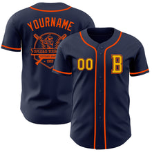 Load image into Gallery viewer, Custom Navy Gold-Orange Authentic Baseball Jersey
