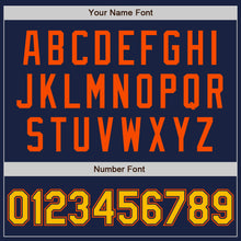 Load image into Gallery viewer, Custom Navy Gold-Orange Authentic Baseball Jersey
