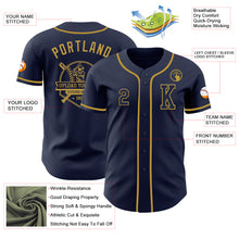 Load image into Gallery viewer, Custom Navy Old Gold Authentic Baseball Jersey
