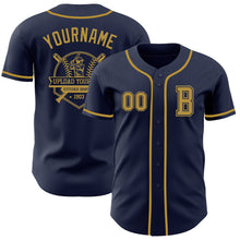 Load image into Gallery viewer, Custom Navy Old Gold Authentic Baseball Jersey
