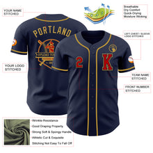 Load image into Gallery viewer, Custom Navy Red-Old Gold Authentic Baseball Jersey
