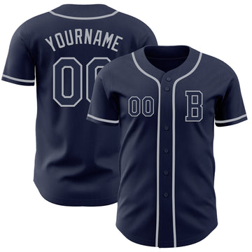 Custom Navy Gray Authentic Baseball Jersey