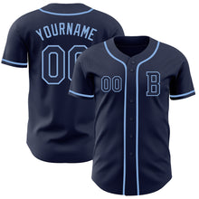 Load image into Gallery viewer, Custom Navy Light Blue Authentic Baseball Jersey
