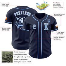 Load image into Gallery viewer, Custom Navy Light Blue-White Authentic Baseball Jersey

