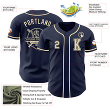 Load image into Gallery viewer, Custom Navy Cream Authentic Baseball Jersey
