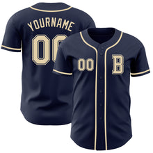 Load image into Gallery viewer, Custom Navy Cream Authentic Baseball Jersey

