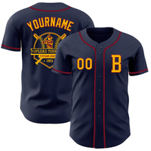 Load image into Gallery viewer, Custom Navy Gold-Crimson Authentic Baseball Jersey
