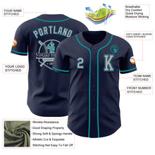 Load image into Gallery viewer, Custom Navy Gray-Teal Authentic Baseball Jersey
