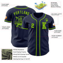 Load image into Gallery viewer, Custom Navy Neon Green Authentic Baseball Jersey
