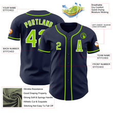 Load image into Gallery viewer, Custom Navy Neon Green-White Authentic Baseball Jersey
