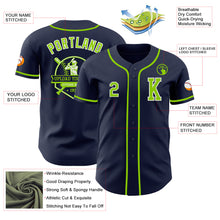 Load image into Gallery viewer, Custom Navy Neon Green-White Authentic Baseball Jersey
