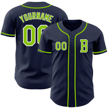 Load image into Gallery viewer, Custom Navy Neon Green-White Authentic Baseball Jersey
