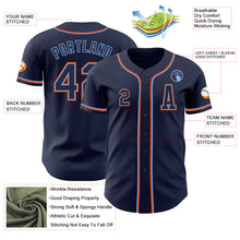 Load image into Gallery viewer, Custom Navy Powder Blue-Orange Authentic Baseball Jersey
