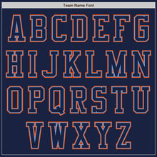 Load image into Gallery viewer, Custom Navy Powder Blue-Orange Authentic Baseball Jersey

