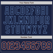 Load image into Gallery viewer, Custom Navy Powder Blue-Orange Authentic Baseball Jersey
