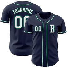 Load image into Gallery viewer, Custom Navy White-Kelly Green Authentic Baseball Jersey
