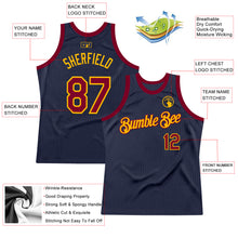 Load image into Gallery viewer, Custom Navy Maroon-Gold Authentic Throwback Basketball Jersey
