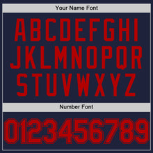 Load image into Gallery viewer, Custom Navy Red Authentic Throwback Basketball Jersey
