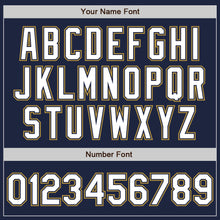 Load image into Gallery viewer, Custom Navy White Old Gold Authentic Baseball Jersey
