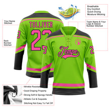 Load image into Gallery viewer, Custom Neon Green Pink-Black Hockey Lace Neck Jersey
