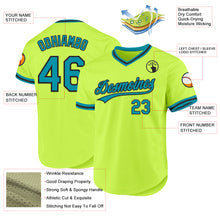 Load image into Gallery viewer, Custom Neon Green Teal-Black Authentic Throwback Baseball Jersey
