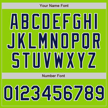 Load image into Gallery viewer, Custom Neon Green Navy-White Authentic Baseball Jersey
