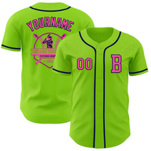 Load image into Gallery viewer, Custom Neon Green Pink-Navy Authentic Baseball Jersey
