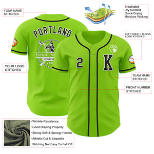 Custom Neon Green Black-White Authentic Baseball Jersey